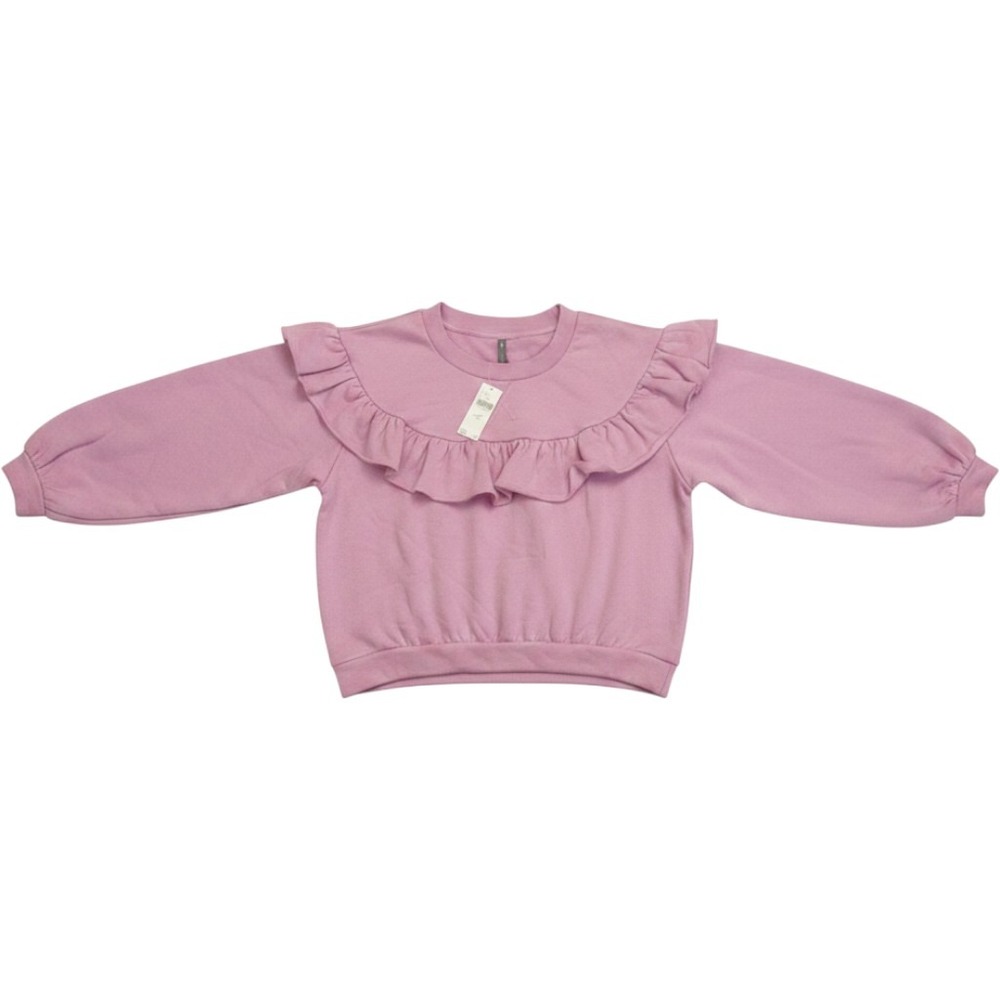 Anthropologie Ruffle Sweatshirt Womens XXS Lilac Pink Pullover Crewneck NWT